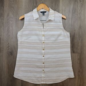 Ellen Tracy 100% Linen Sleeveless Top size L